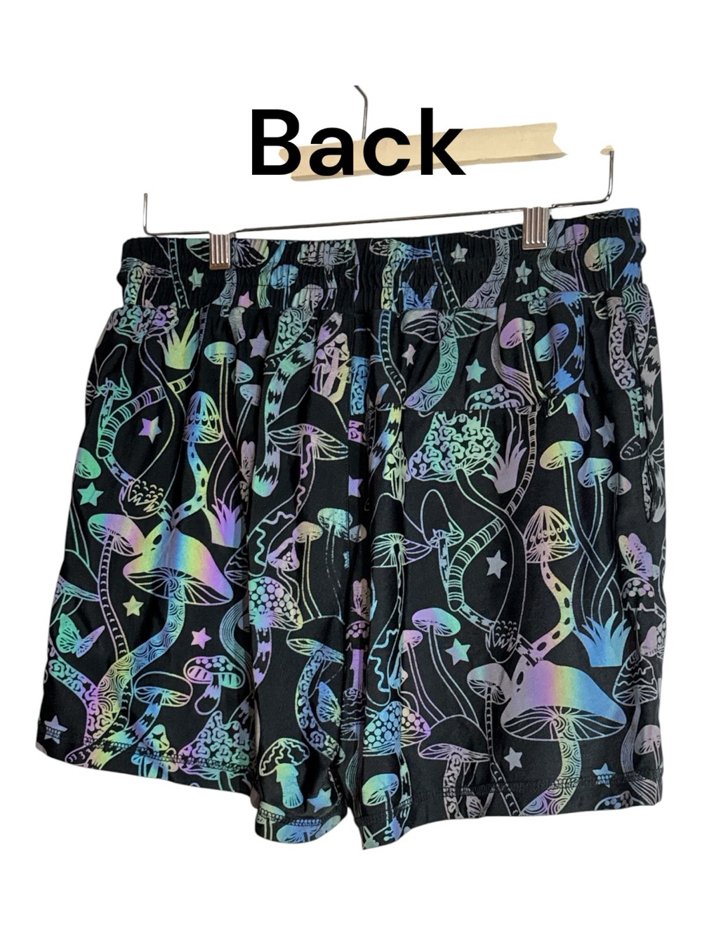 Peach Active Men’s Black Running Shorts with Luminous Reflective Print Size S - Picture 3 of 8